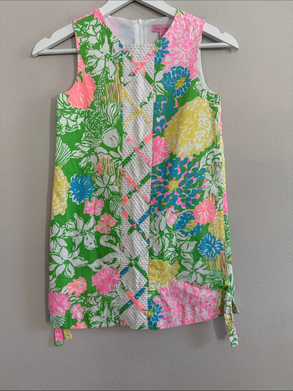 Lilly Pulitzer Girls' Floral Shift Dress - Green with Pink, Yellow & Blue - 4[8]